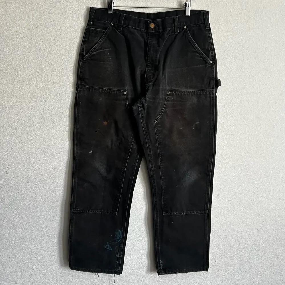 Carhartt faded black double knee work wear carpenter pants